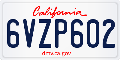 CA license plate 6VZP602