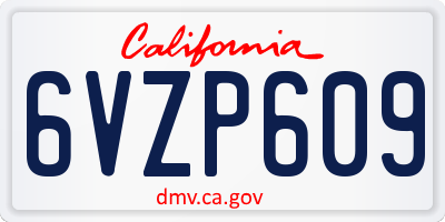 CA license plate 6VZP609