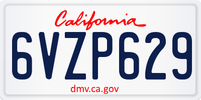 CA license plate 6VZP629