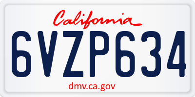 CA license plate 6VZP634