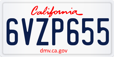 CA license plate 6VZP655