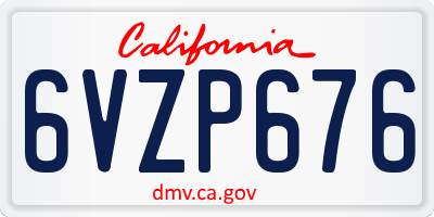 CA license plate 6VZP676