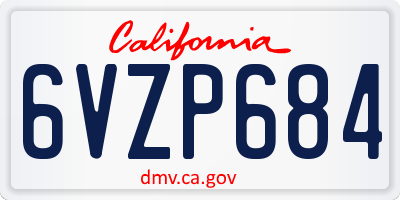 CA license plate 6VZP684