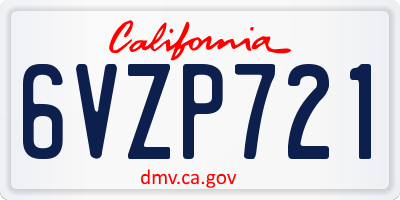 CA license plate 6VZP721