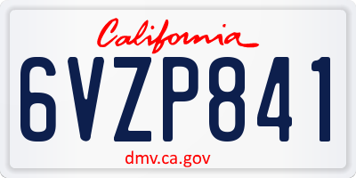 CA license plate 6VZP841
