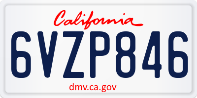 CA license plate 6VZP846