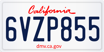 CA license plate 6VZP855