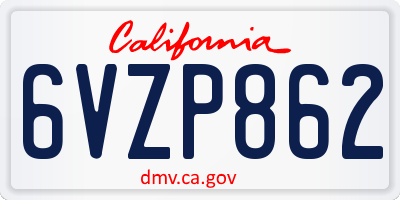 CA license plate 6VZP862