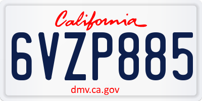 CA license plate 6VZP885