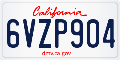 CA license plate 6VZP904