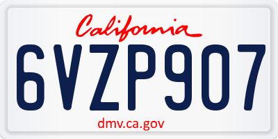 CA license plate 6VZP907