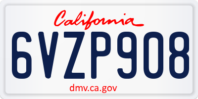 CA license plate 6VZP908