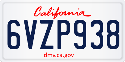 CA license plate 6VZP938