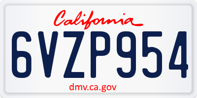 CA license plate 6VZP954