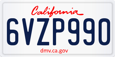 CA license plate 6VZP990