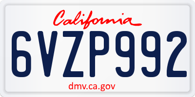 CA license plate 6VZP992