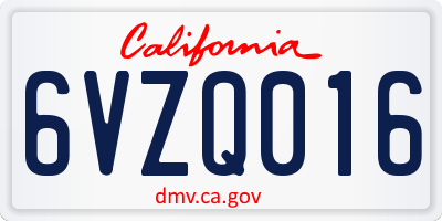 CA license plate 6VZQ016