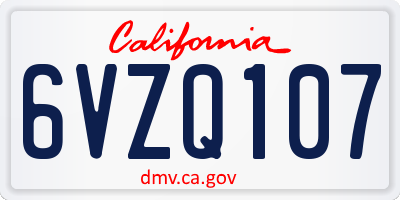 CA license plate 6VZQ107
