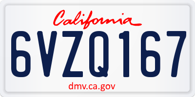 CA license plate 6VZQ167