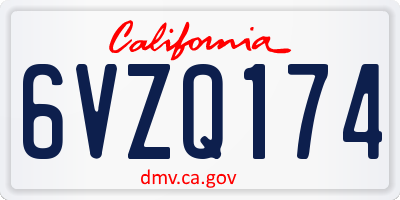 CA license plate 6VZQ174