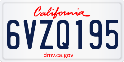 CA license plate 6VZQ195