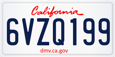 CA license plate 6VZQ199