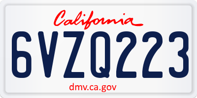 CA license plate 6VZQ223