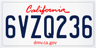 CA license plate 6VZQ236