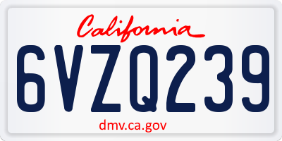 CA license plate 6VZQ239