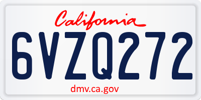 CA license plate 6VZQ272