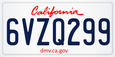 CA license plate 6VZQ299