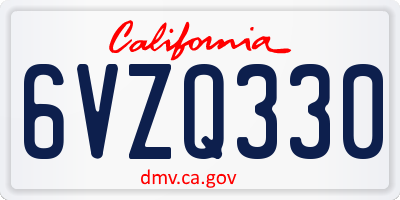 CA license plate 6VZQ330