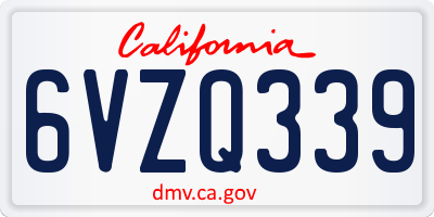 CA license plate 6VZQ339