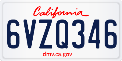 CA license plate 6VZQ346
