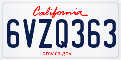 CA license plate 6VZQ363