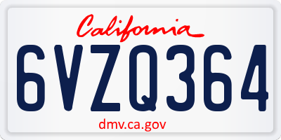 CA license plate 6VZQ364