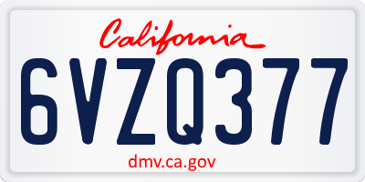 CA license plate 6VZQ377