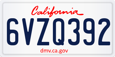CA license plate 6VZQ392