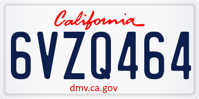 CA license plate 6VZQ464