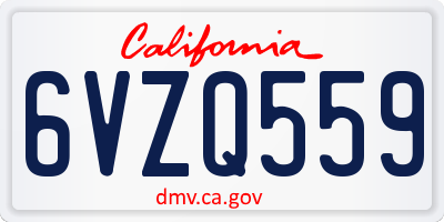 CA license plate 6VZQ559