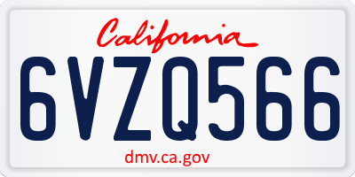 CA license plate 6VZQ566