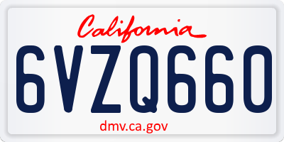 CA license plate 6VZQ660