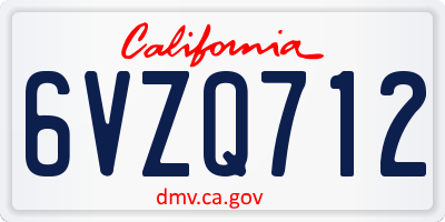 CA license plate 6VZQ712