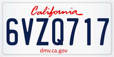 CA license plate 6VZQ717