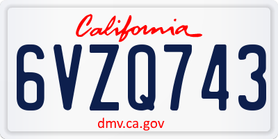 CA license plate 6VZQ743