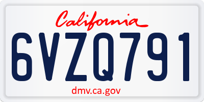 CA license plate 6VZQ791