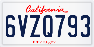 CA license plate 6VZQ793
