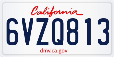 CA license plate 6VZQ813