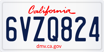 CA license plate 6VZQ824