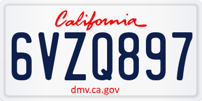 CA license plate 6VZQ897
